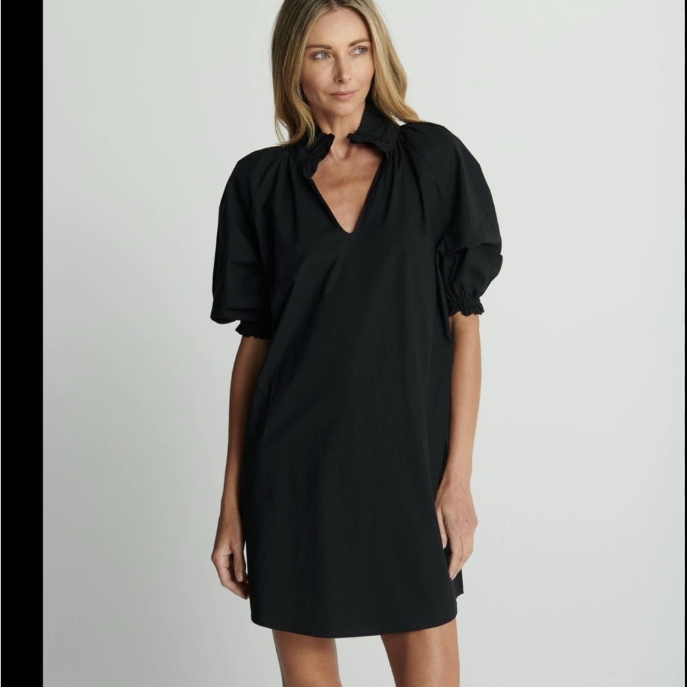 Sundays Black Mini Dress with Puff Sleeves size medium